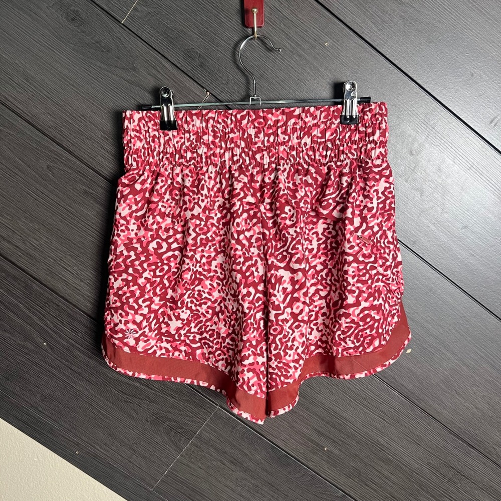 Athleta Womens Mesh Racer Run High Rise 3" Shorts Small Pink Print Activewear - Picture 4 of 6